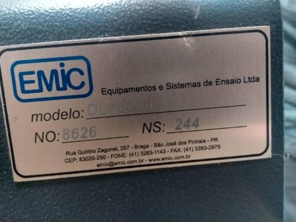 Máquina para controle de qualidade MARCA: EMIC | MODELO: Máquina Universal de Ensaio, DL10.000